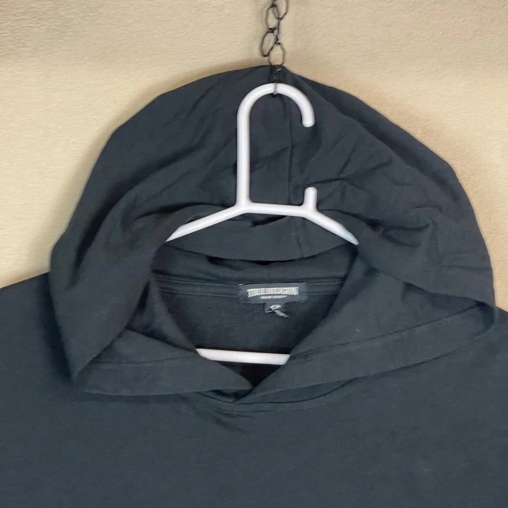 True Religion Mens‎ Black Logo Hoodie Short Sleeve Graphic T Shirt